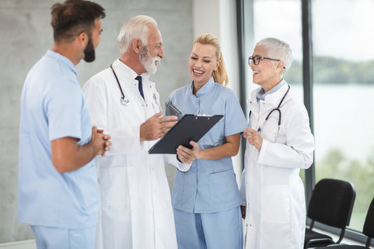 Medical team discussing a patient file