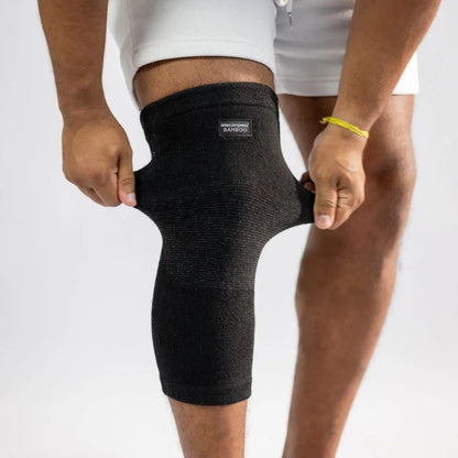Black bamboo knee sleeve, front view