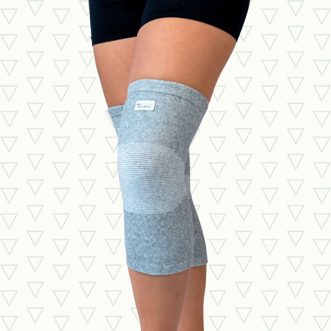 Gray bamboo knee sleeves side view