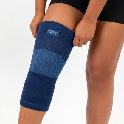 Navy bamboo knee sleeve, front view