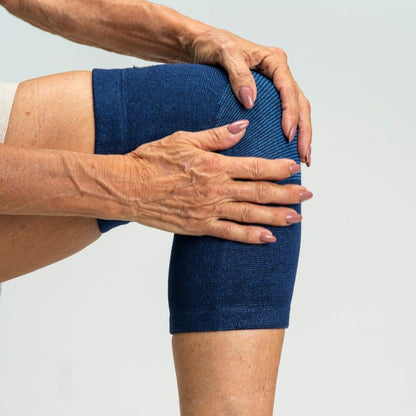 Navy bamboo knee sleeve, side view