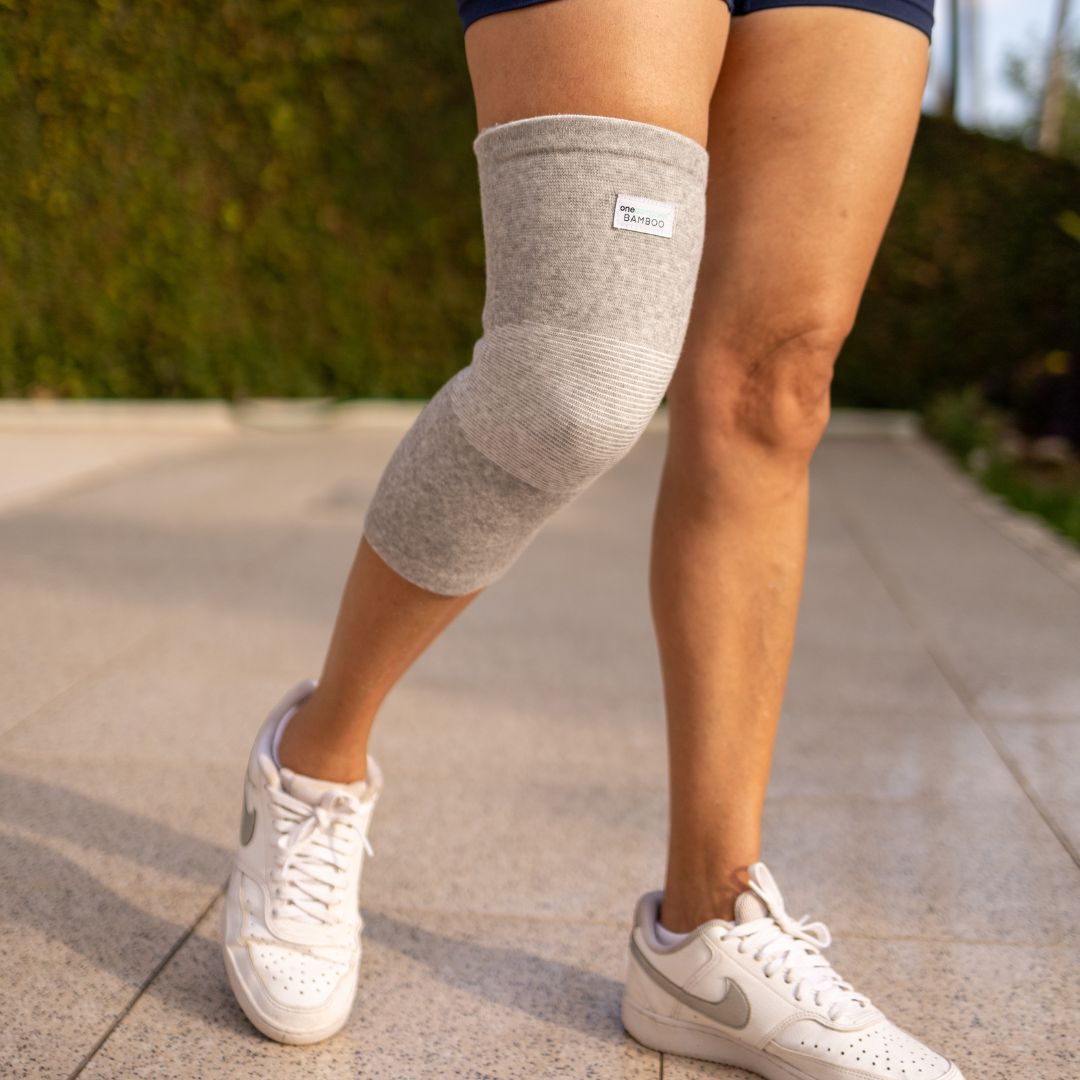 Bamboo knee sleeve worn during daily activity